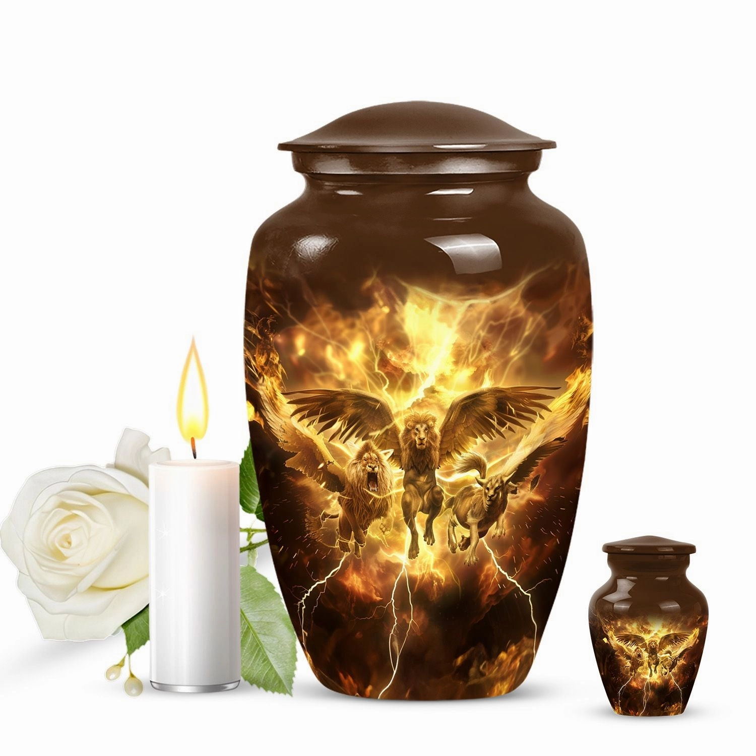 Catholic Urn - Luminary Cremation Keepsake for the Beloved Father