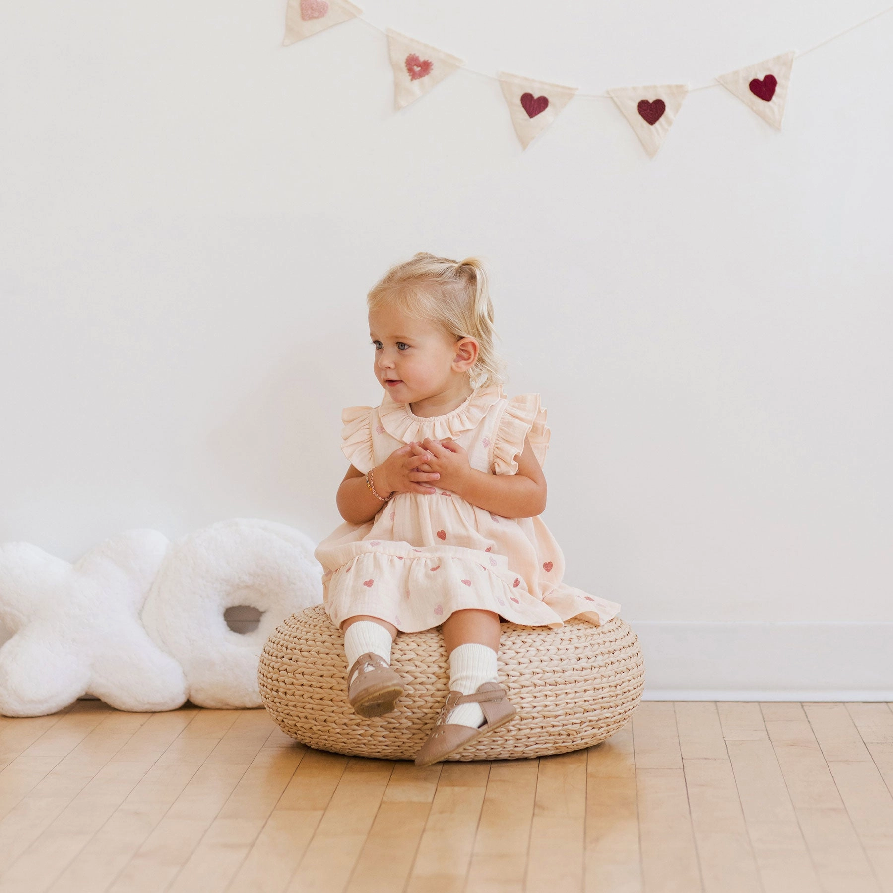 Charlotte Dress - Heart Embroidery - Antique