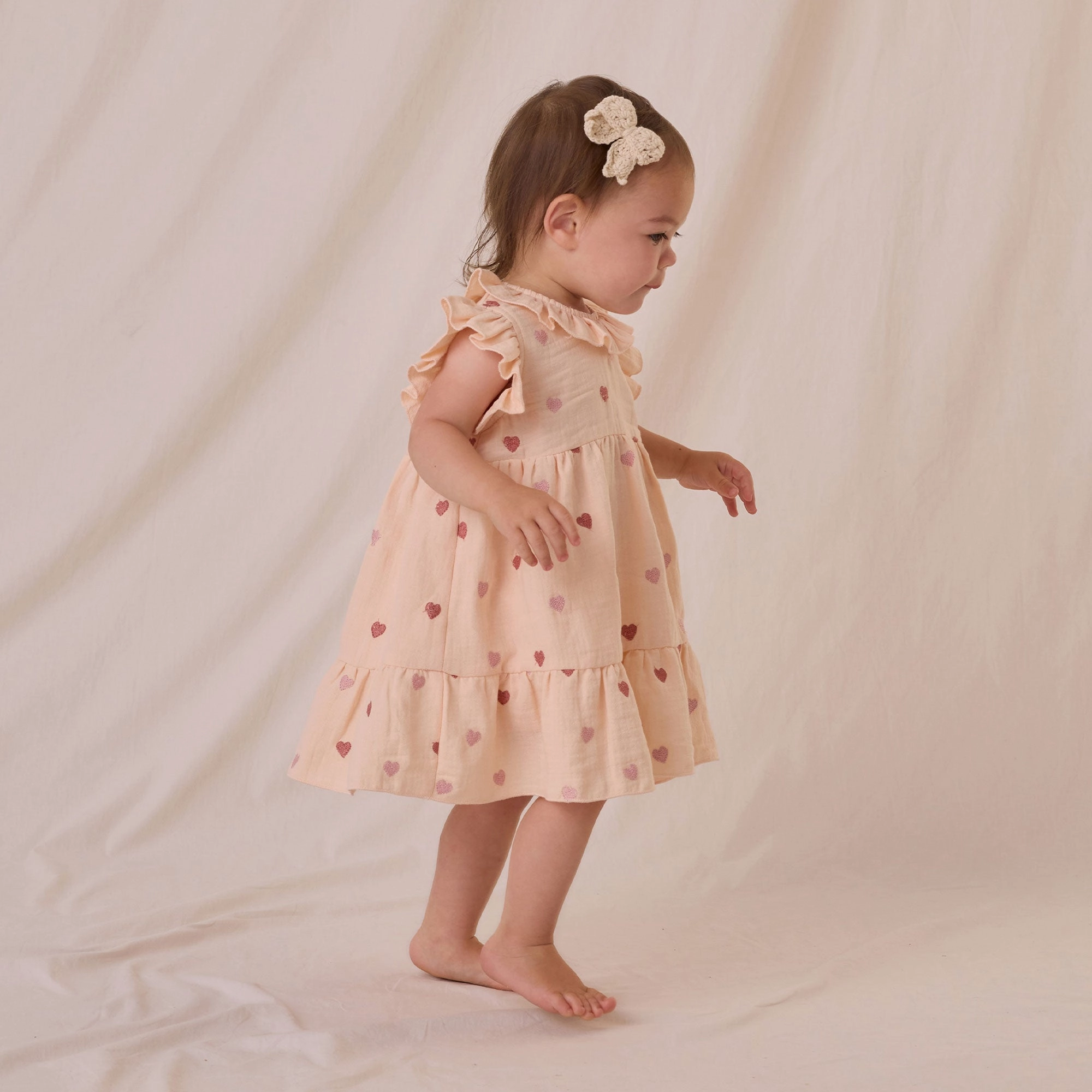Charlotte Dress - Heart Embroidery - Antique