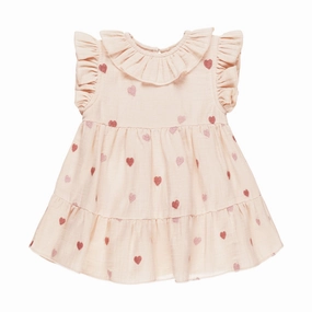 Charlotte Dress - Heart Embroidery - Antique