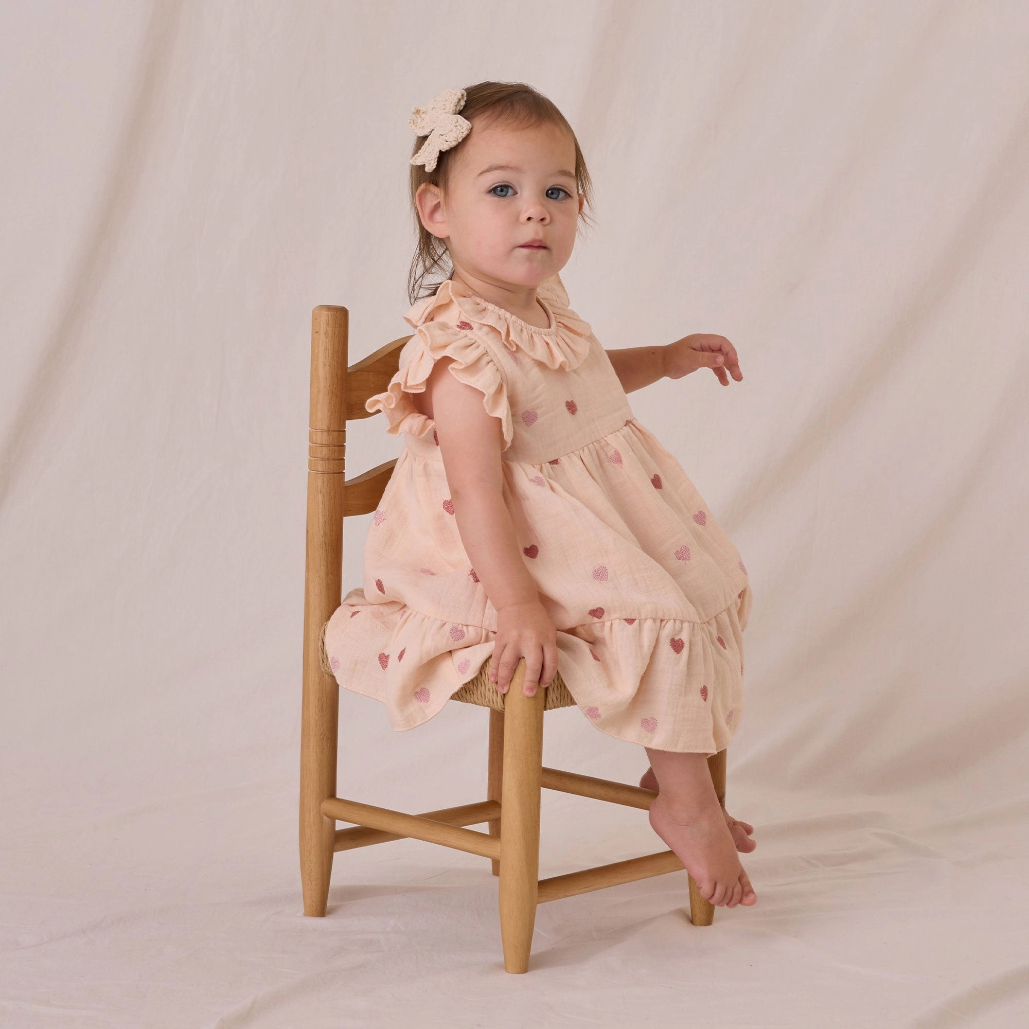 Charlotte Dress - Heart Embroidery - Antique