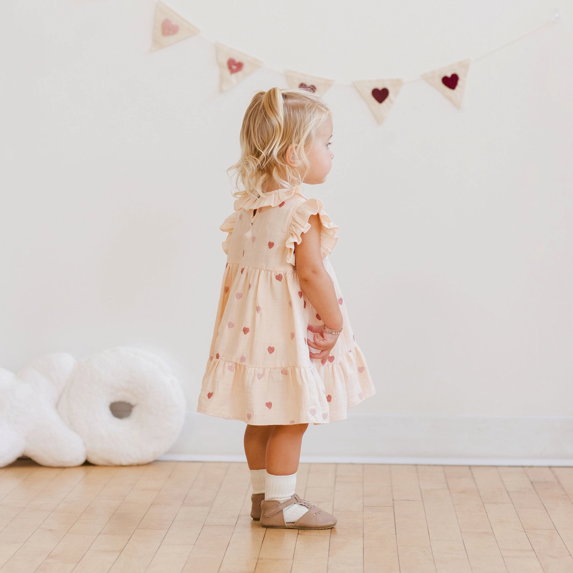 Charlotte Dress - Heart Embroidery - Antique