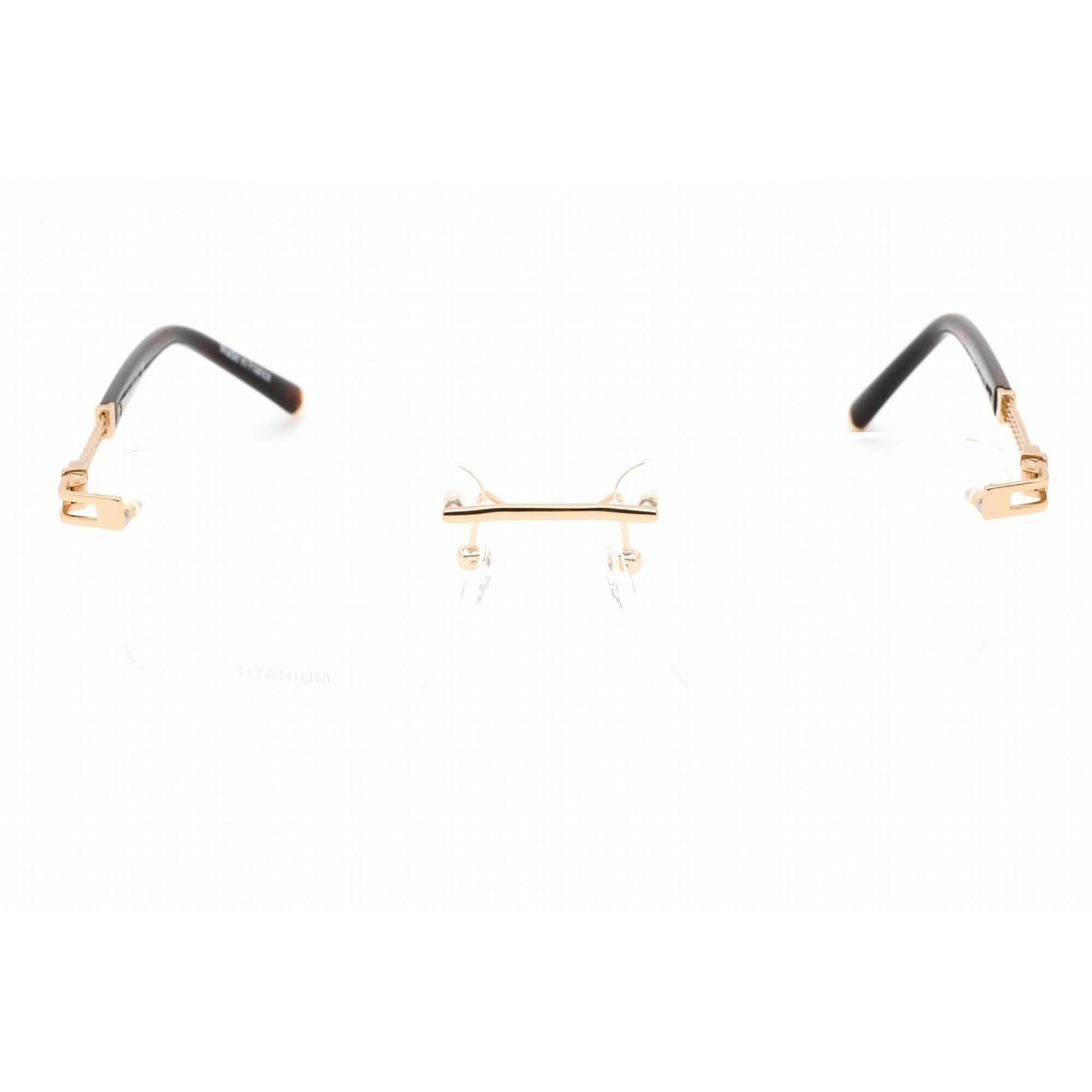Charriol Men's Eyeglasses - Rimless Shiny Gold Rectangular Metal Frame | PC75094 C01