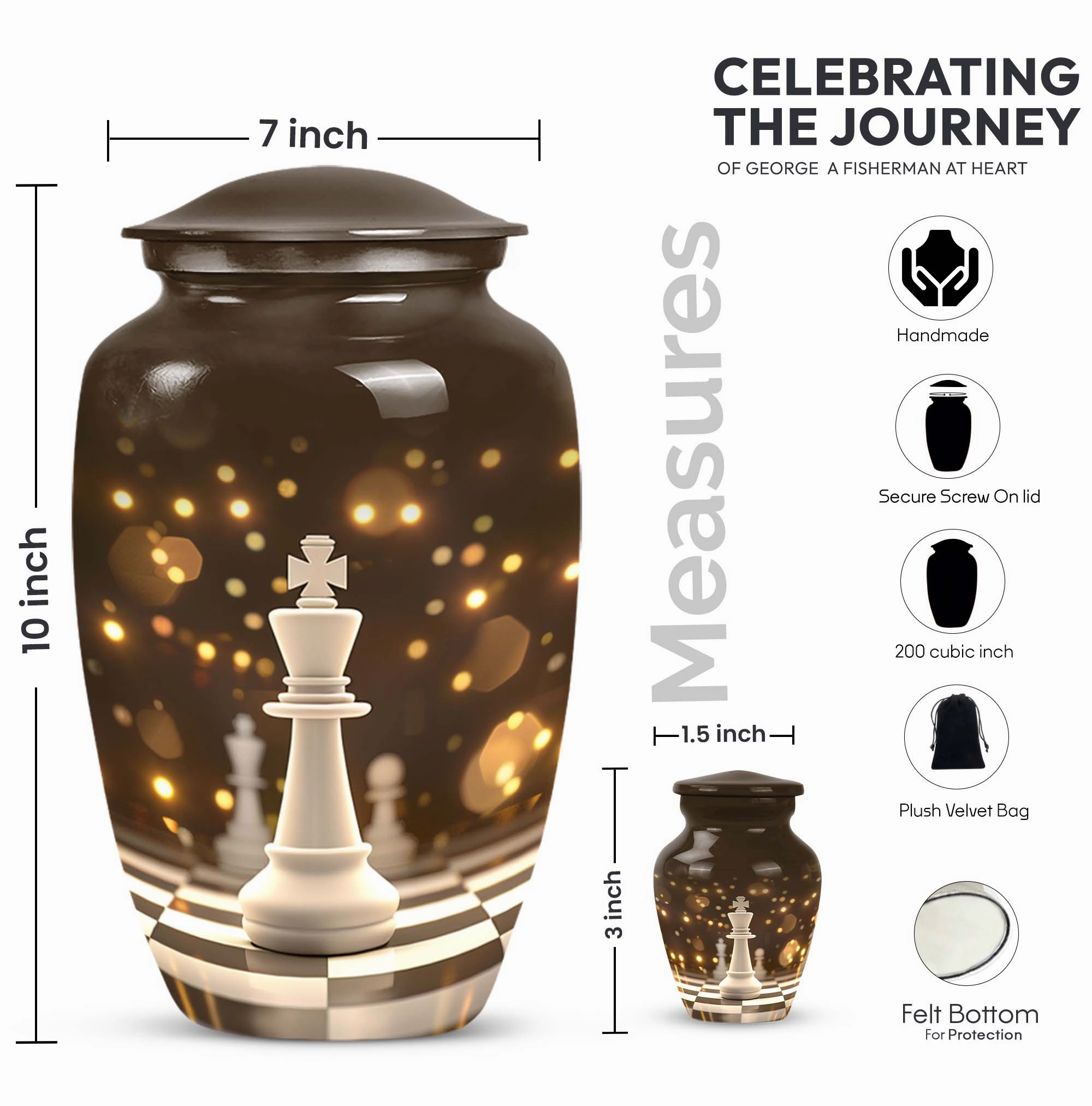 Chess Urn Memorial Urn for Ashes - Sophisticated Farewell to Men
