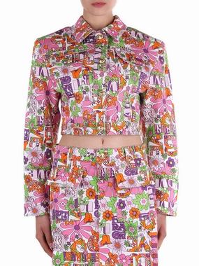 Chiara Ferragni Floral Printed Cropped Denim Jacket
