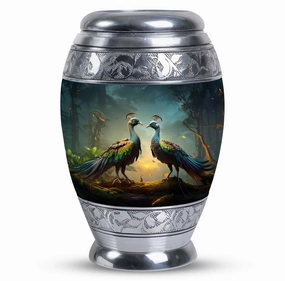 Chic Peacock Memorial Urn - Elegant Keepsake for Cherished Love