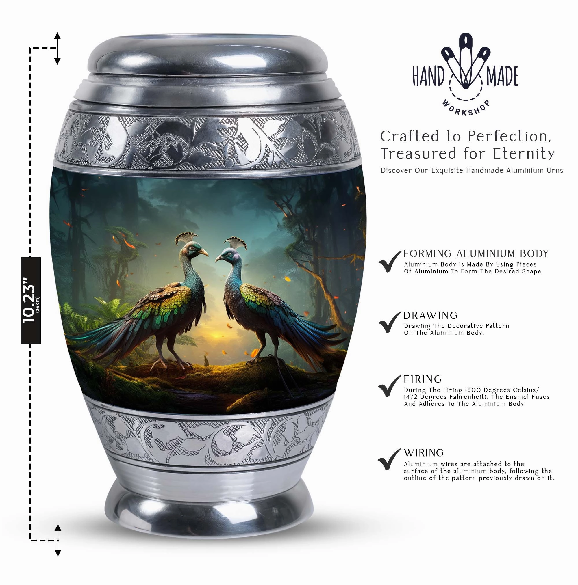 Chic Peacock Memorial Urn - Elegant Keepsake for Cherished Love