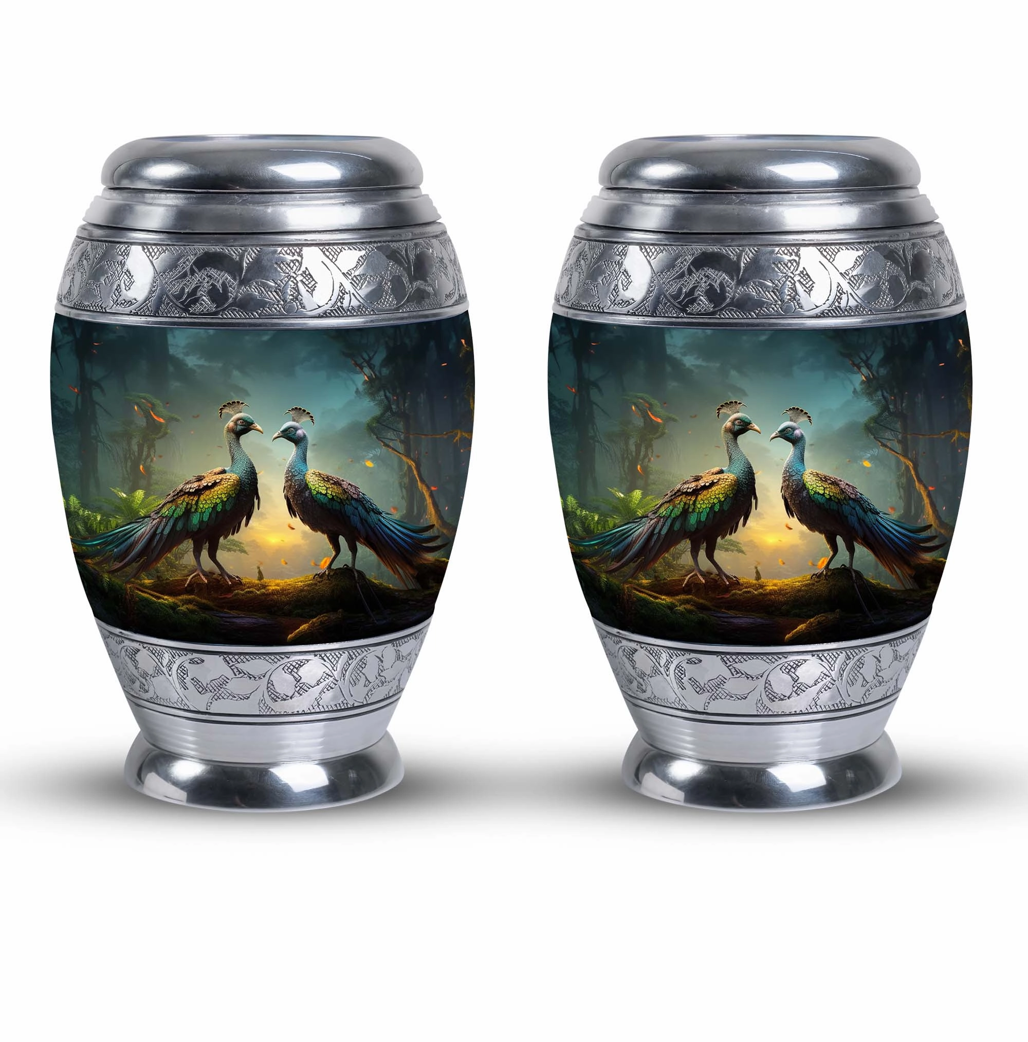 Chic Peacock Memorial Urn - Elegant Keepsake for Cherished Love