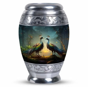 Chic Peacock Memorial Urn - Elegant Keepsake for Cherished Love