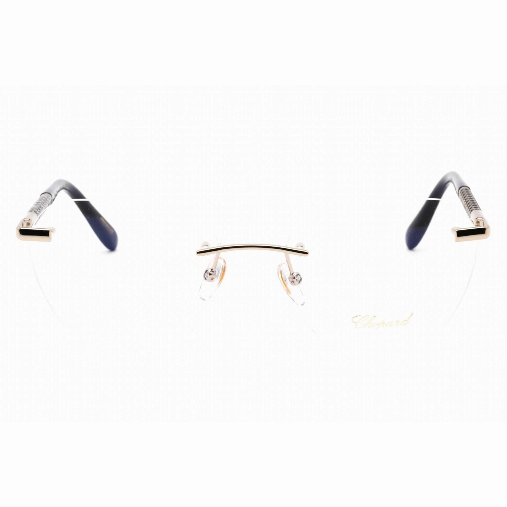Chopard Women's Eyeglasses - Shiny Light Gold Metal Rectangular Frame | VCHF47 0594