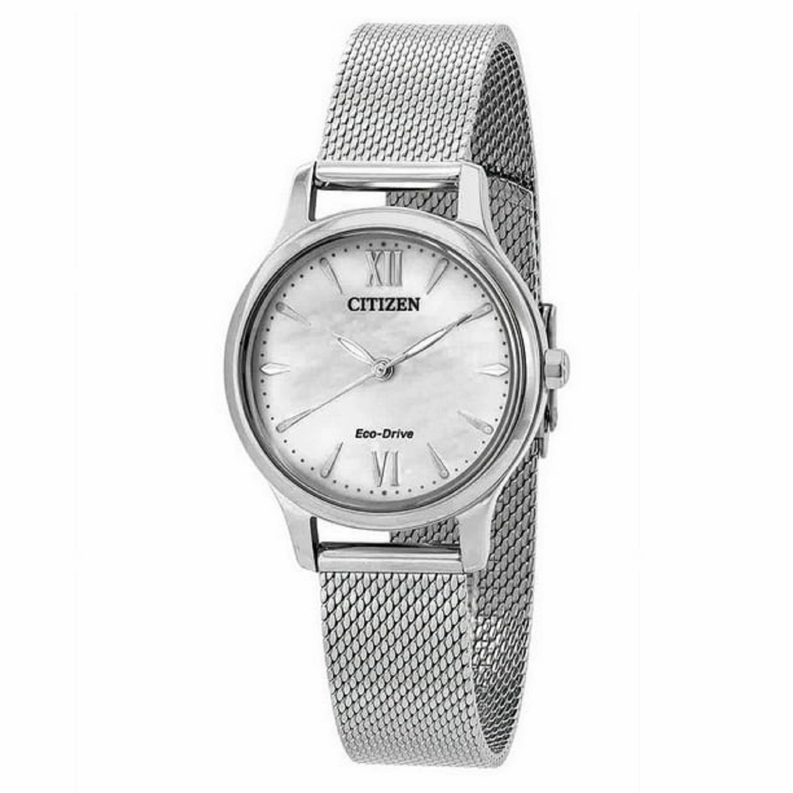 CITIZEN EM0899-81A Eco-Drive Stainless Steel Mesh White Dial Women's Watch