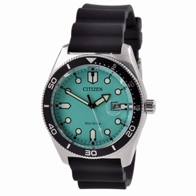 Citizen Men's Watch - Eco-Drive Turquoise Dial Black Polyurethane Strap | AW1760-14X