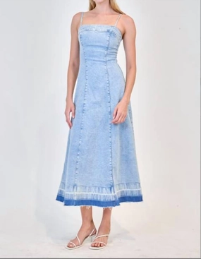 Clarissa Sleeveless Denim Dress In Del Mar