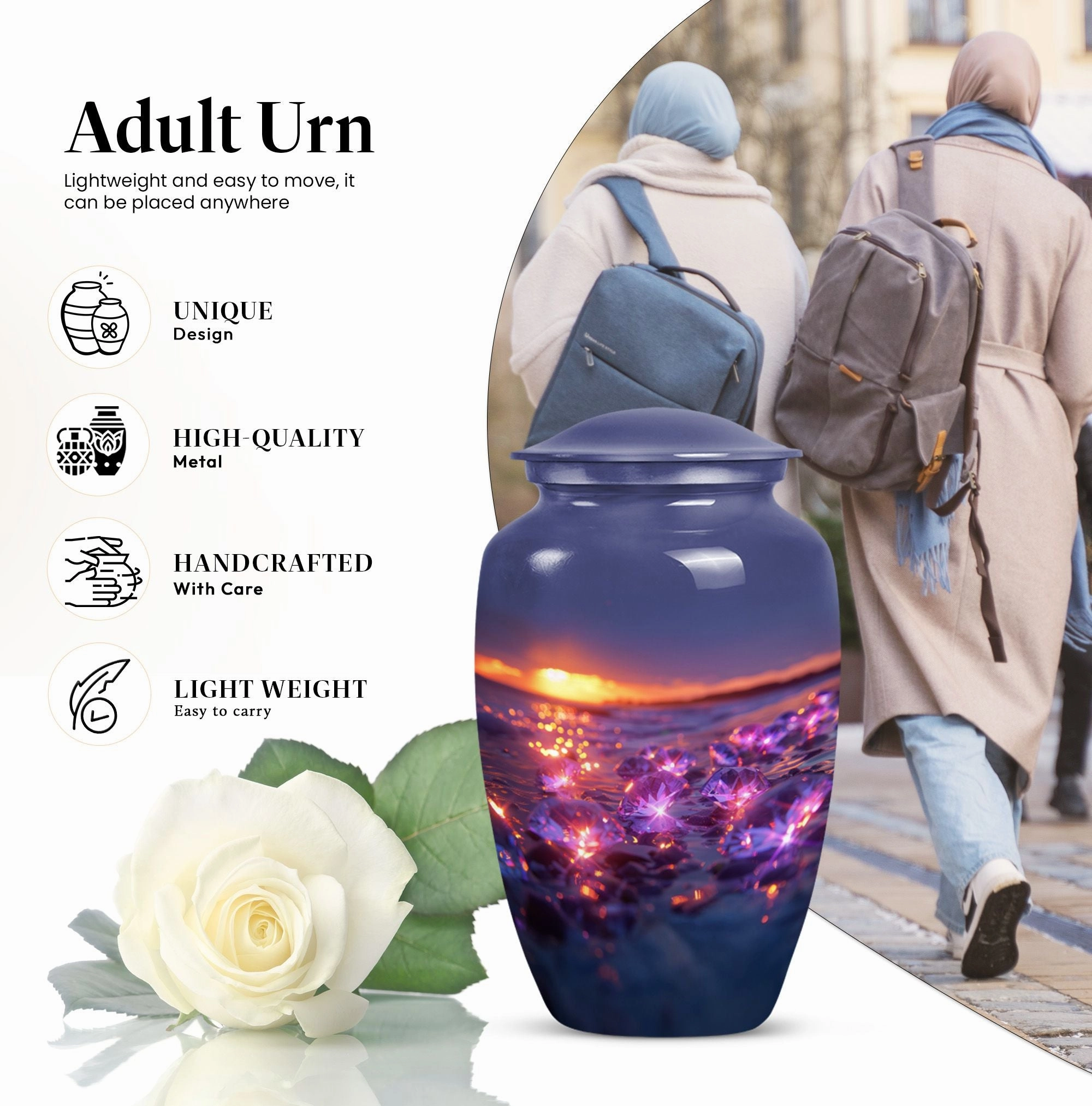 Classic Diamond Cremation Urn – A Commemorative Tribute