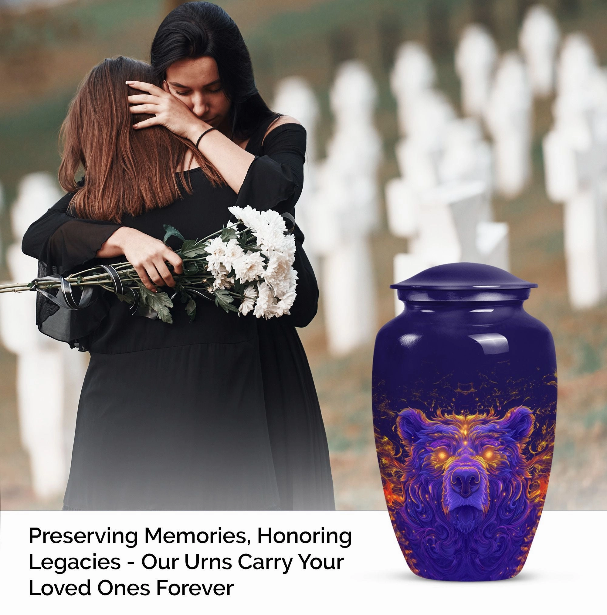 Classic Men's Bear Cremation Urn For Storing Human Ashes