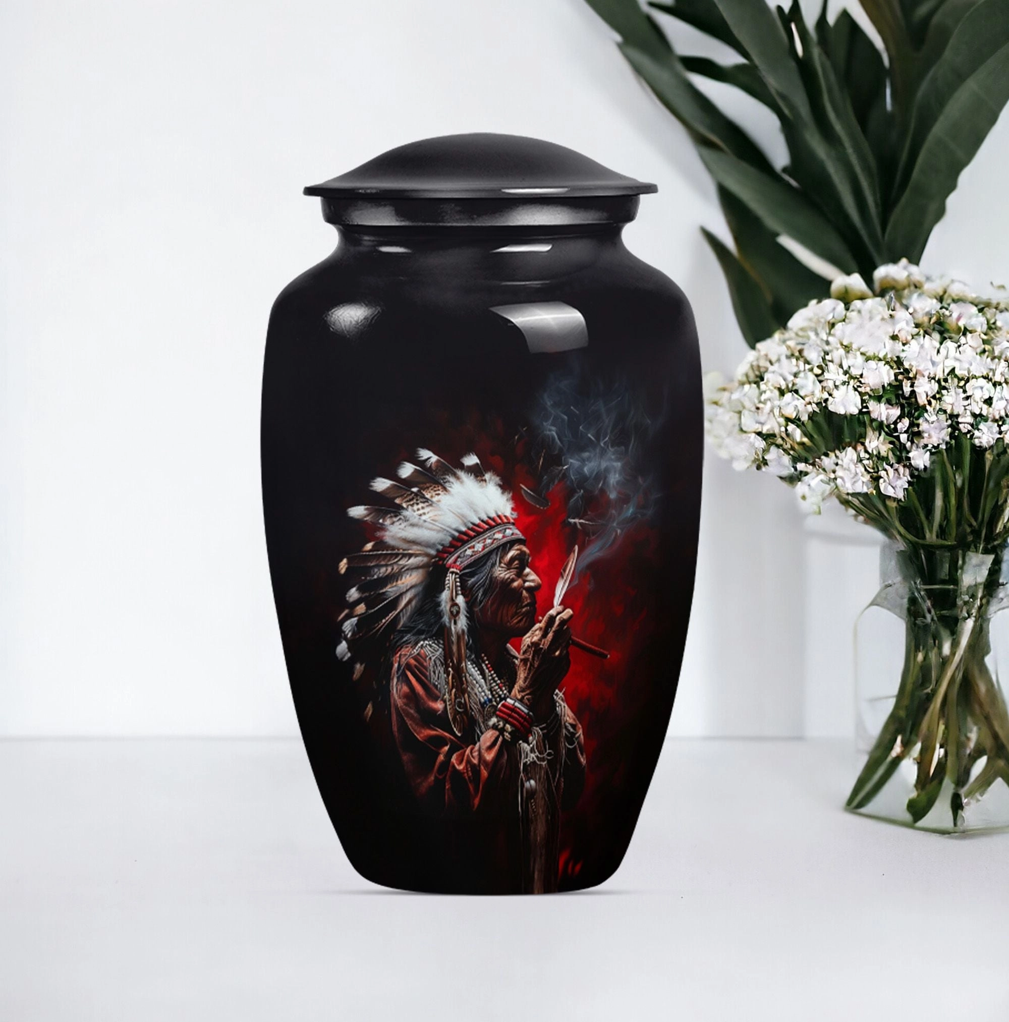 Cremation Urn - Honouring Men's Howling Wolf Spirit