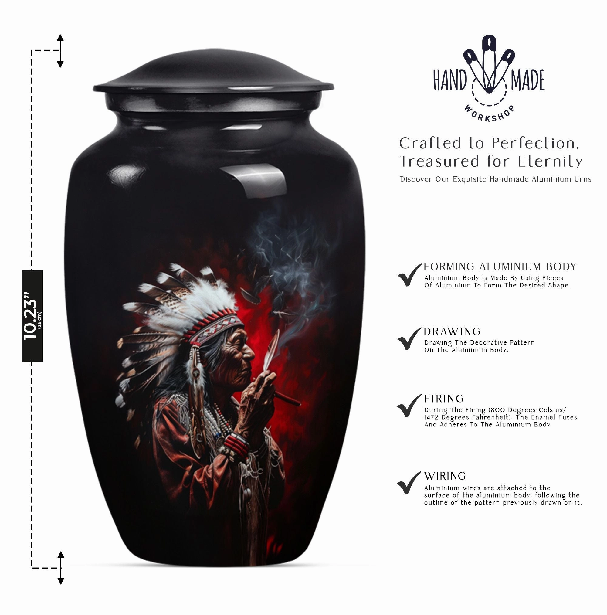 Cremation Urn - Honouring Men's Howling Wolf Spirit