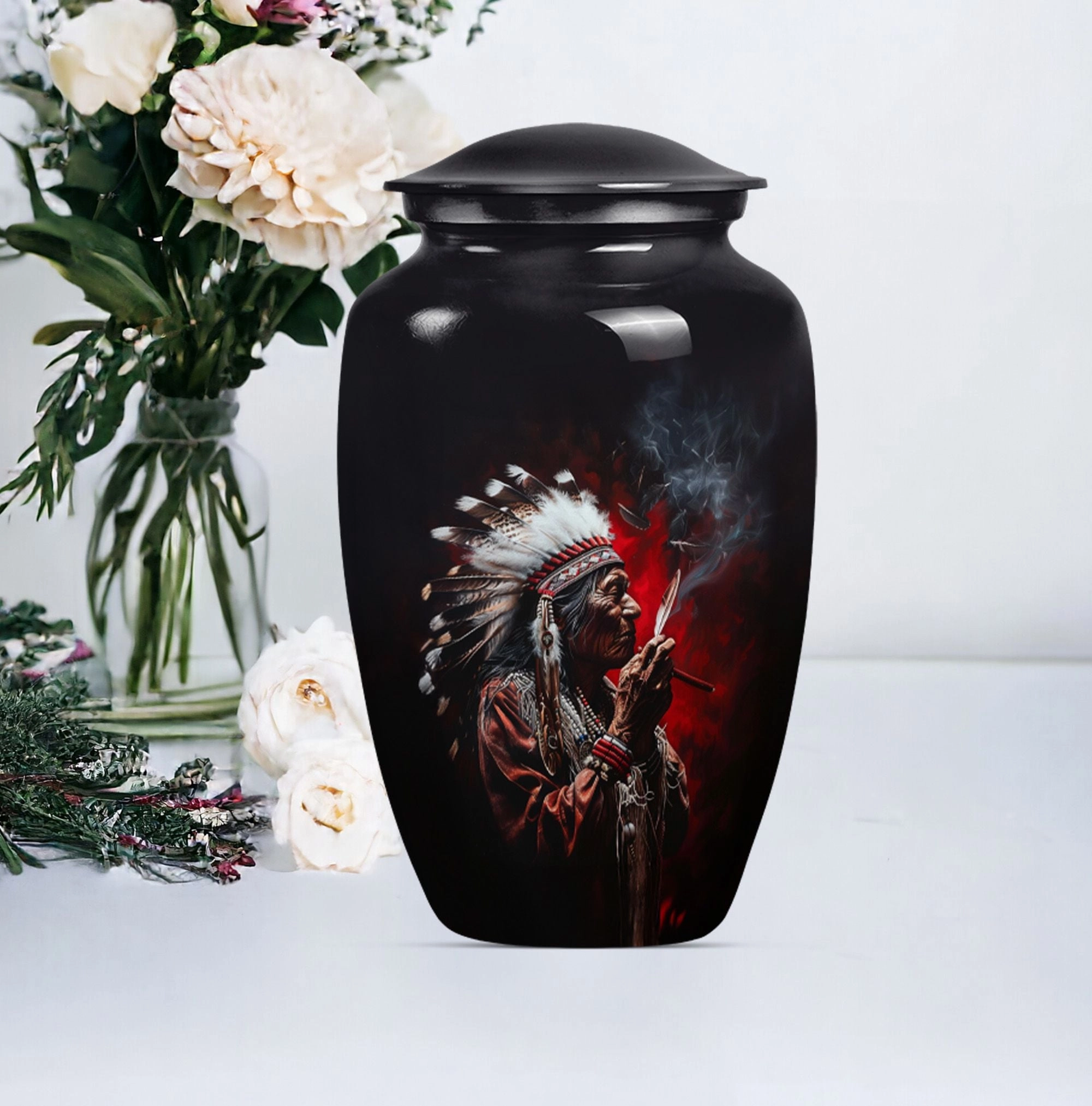 Cremation Urn - Honouring Men's Howling Wolf Spirit