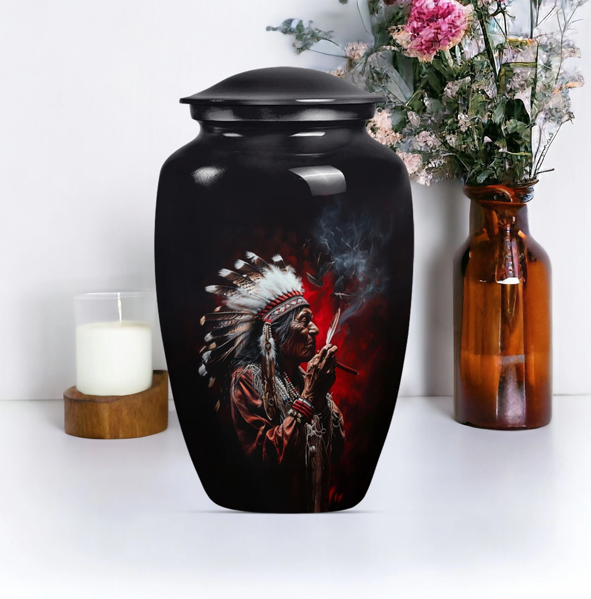 Cremation Urn - Honouring Men's Howling Wolf Spirit