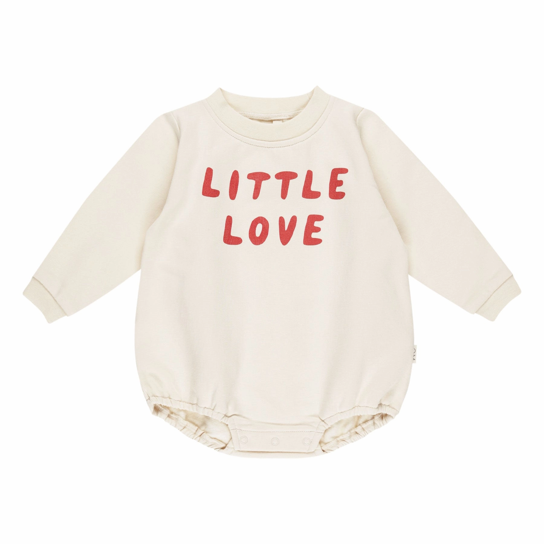 Crewneck Bubble Romper - Little Love - Natural