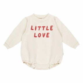 Crewneck Bubble Romper - Little Love - Natural