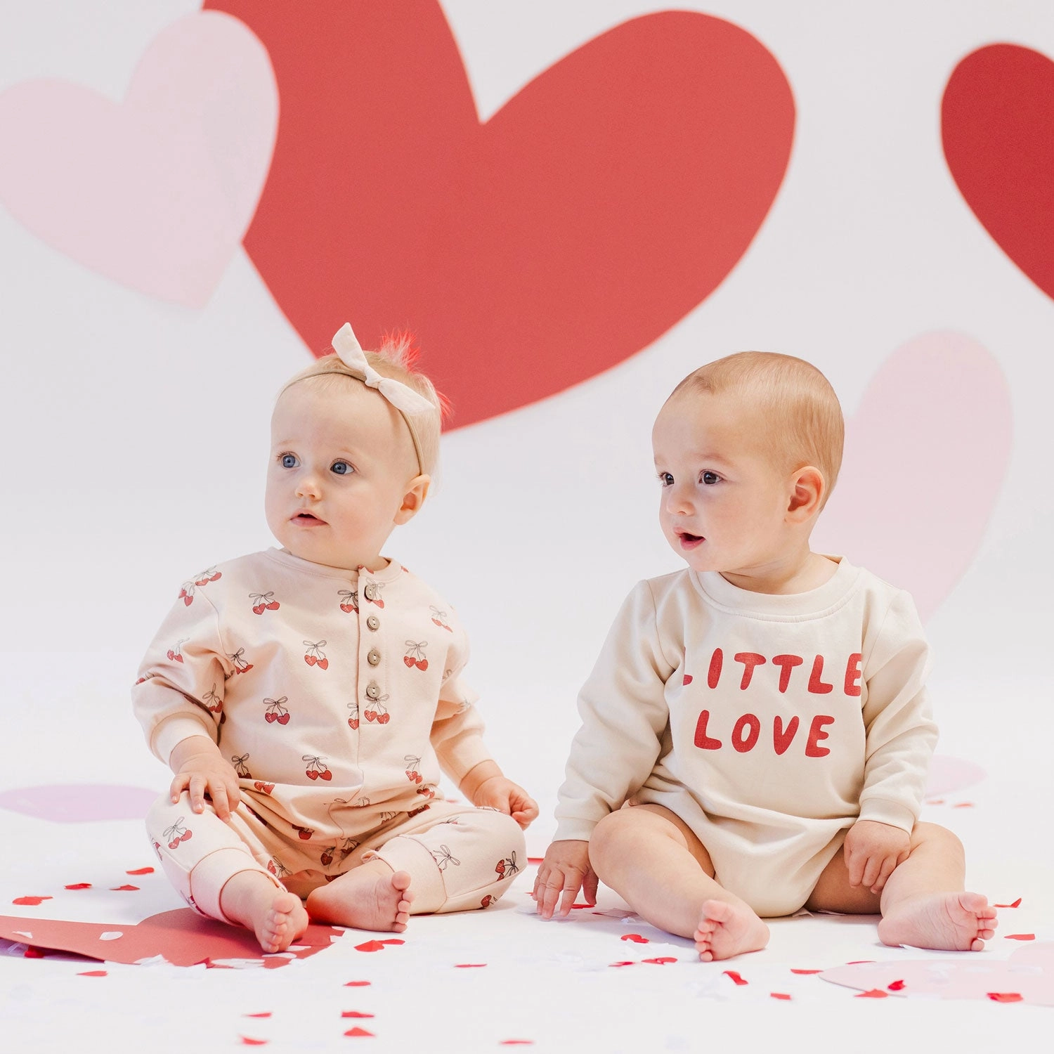 Crewneck Bubble Romper - Little Love - Natural