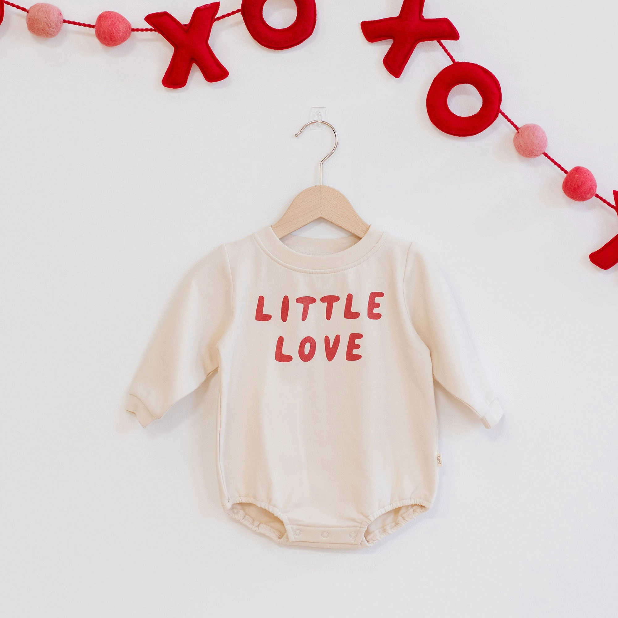 Crewneck Bubble Romper - Little Love - Natural