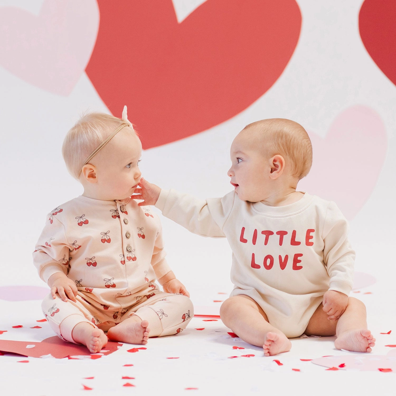 Crewneck Bubble Romper - Little Love - Natural