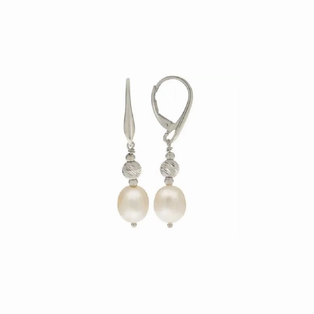 Cultured Women's Freshwater Pearl and Diamond Cut Bead 3 Piece Set - Unique Design