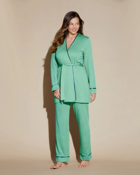 Curvy 3 Piece Pajama Set With Robe