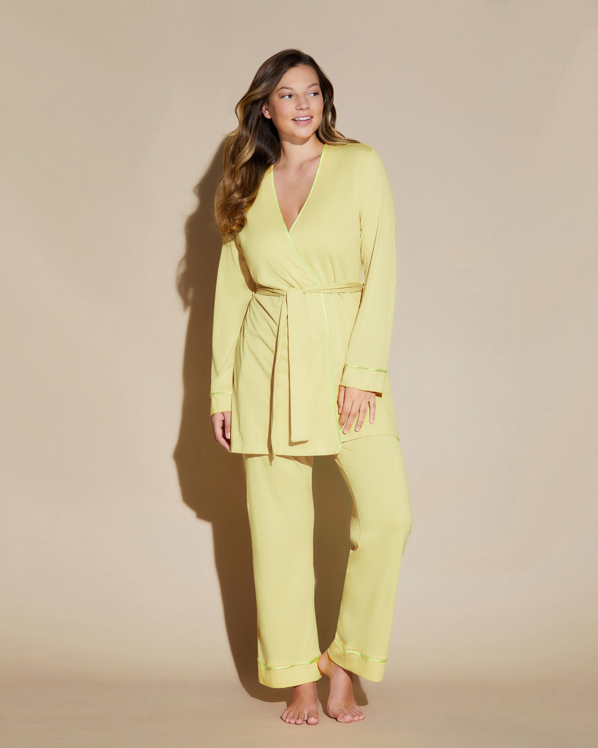 Curvy 3 Piece Pajama Set With Robe