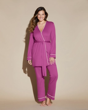 Curvy 3 Piece Pajama Set With Robe