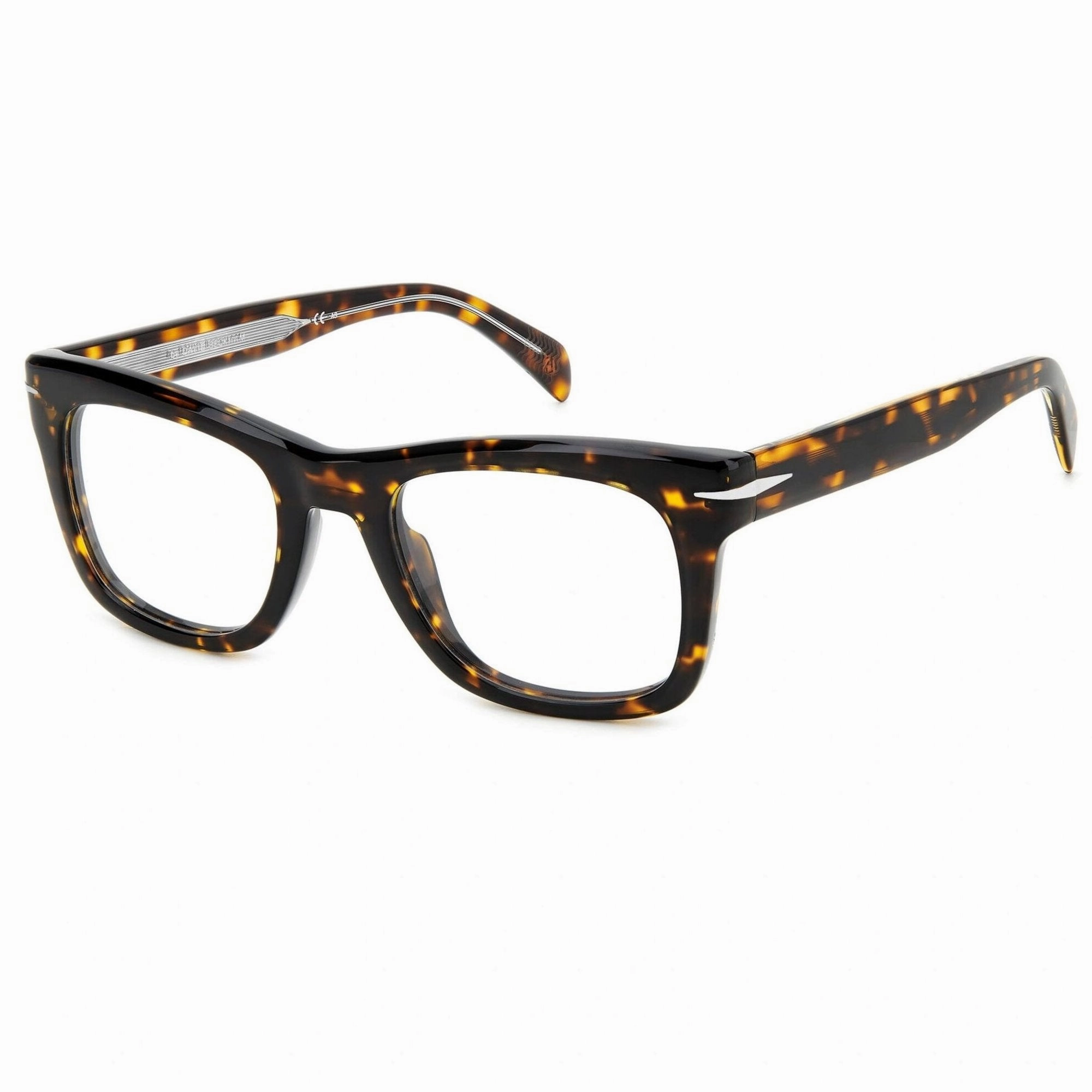 David Beckham Men's Eyeglasses - Havana Plastic Full Rim Cat Eye Frame | DB 7105 0086