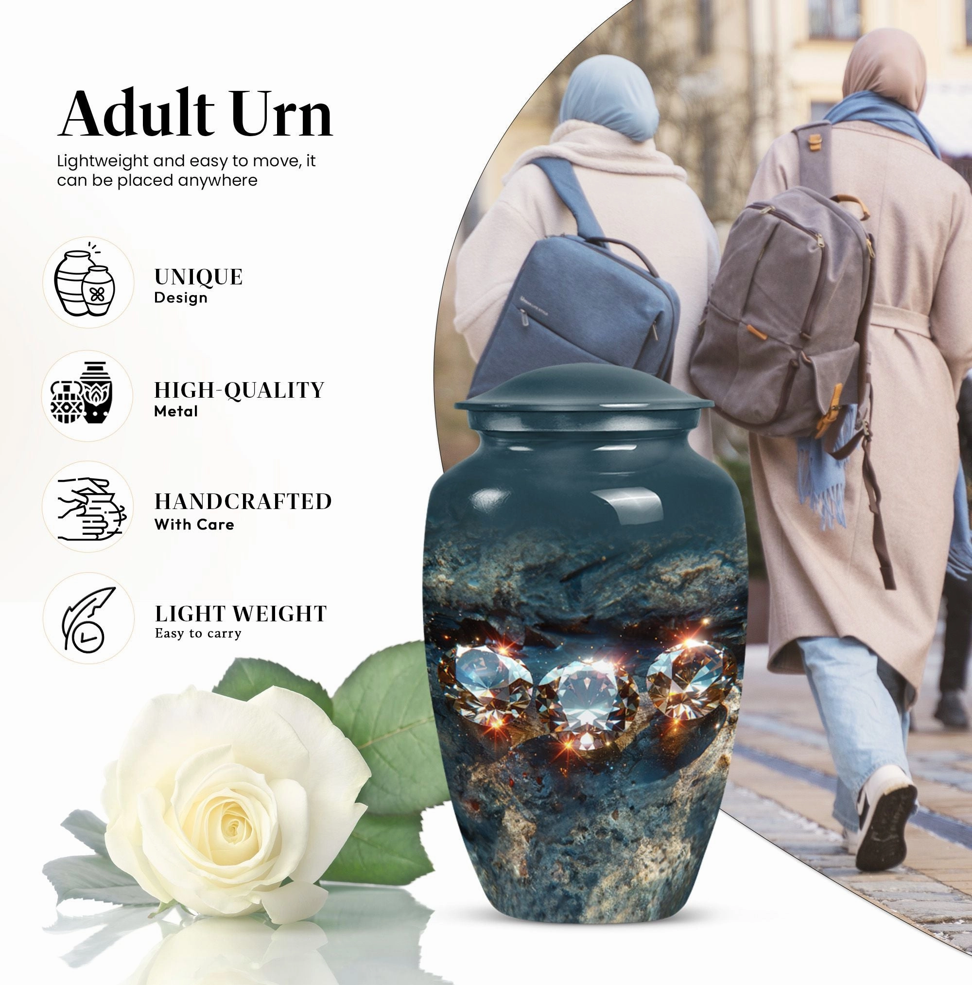 Diamond Eternity Cremation Urn for Dad, Honouring His Memory