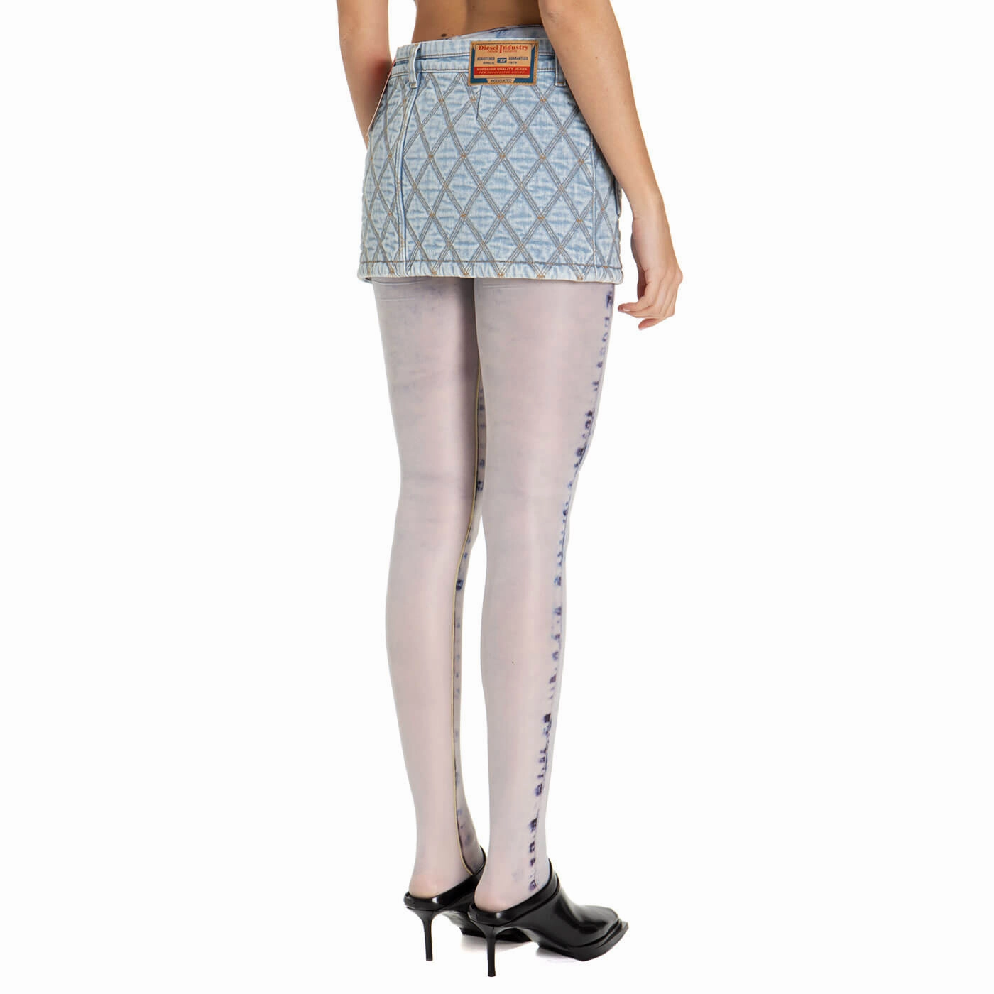 Diesel De-Ron Contrast Stitched Denim Mini Skirt