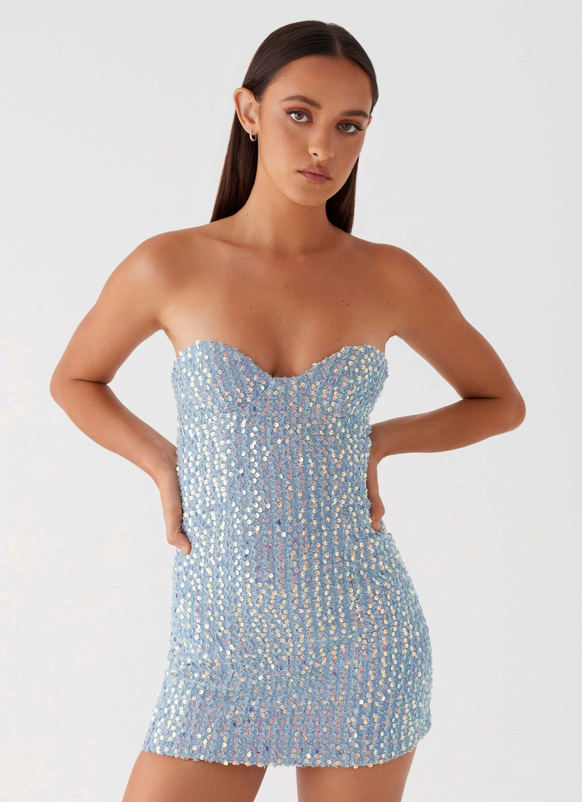 Disturbia Sequin Mini Dress - Sequin Denim