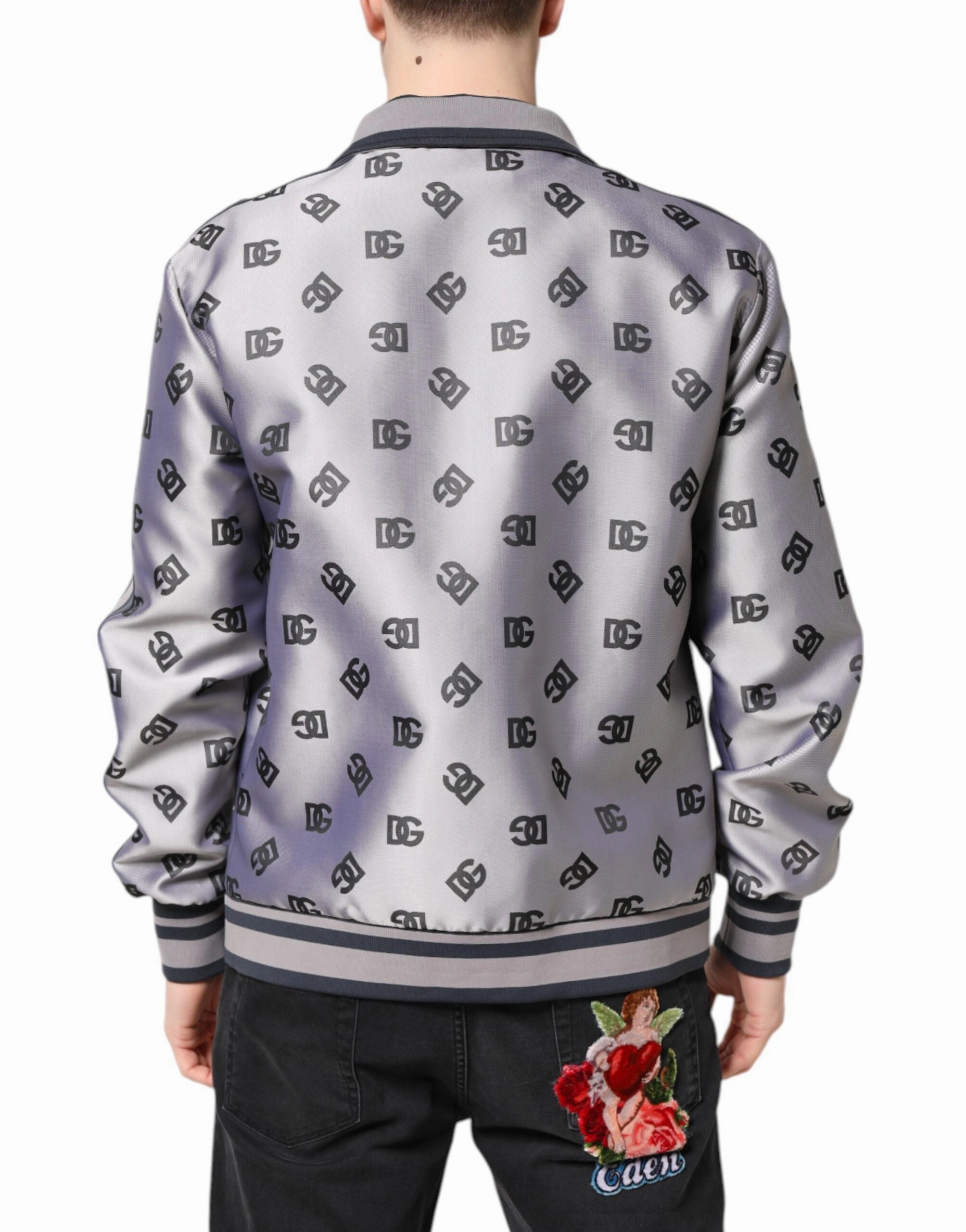 Dolce & Gabbana Logo Monogram Full Zip Bomber Men's Jacket