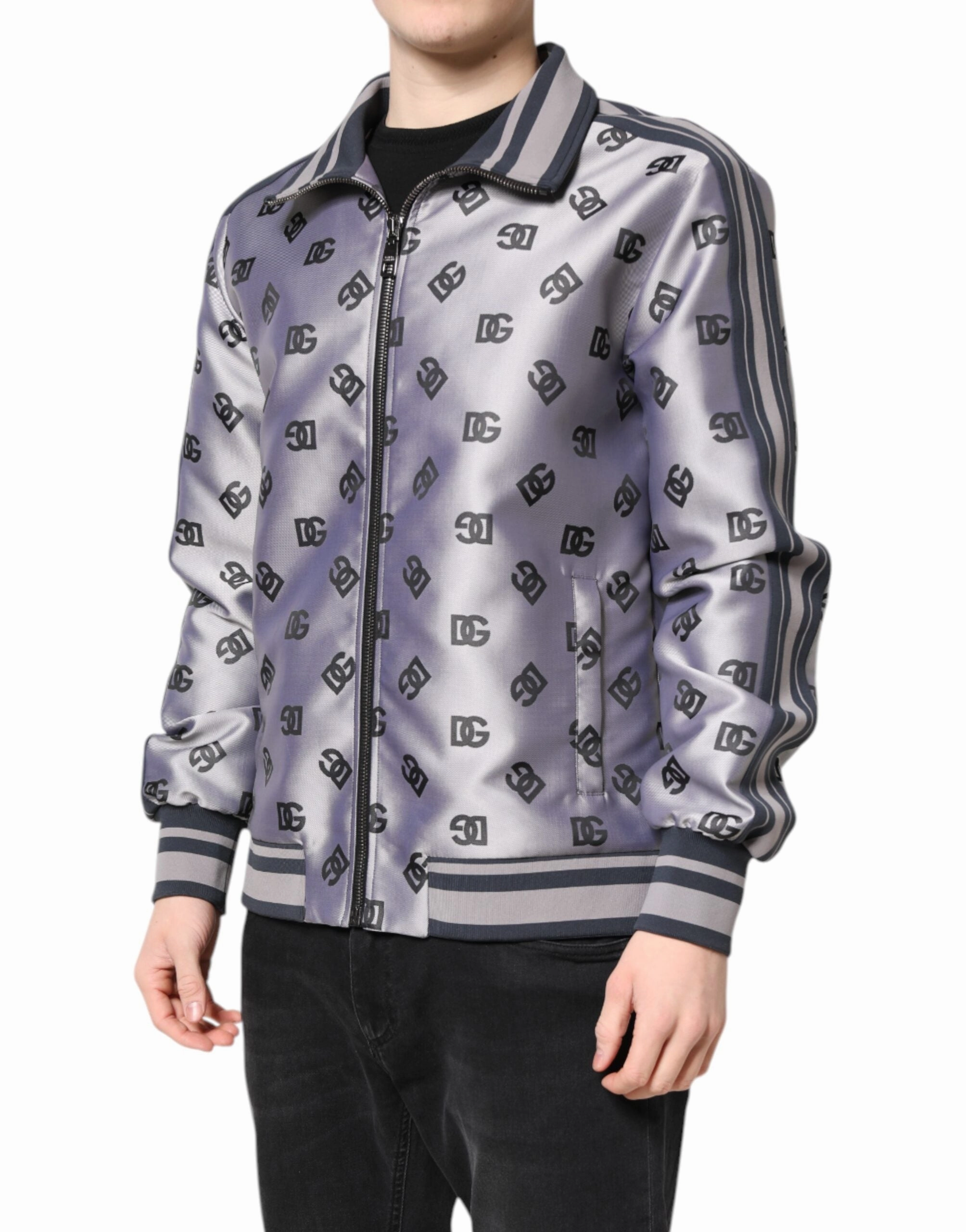 Dolce & Gabbana Logo Monogram Full Zip Bomber Men's Jacket