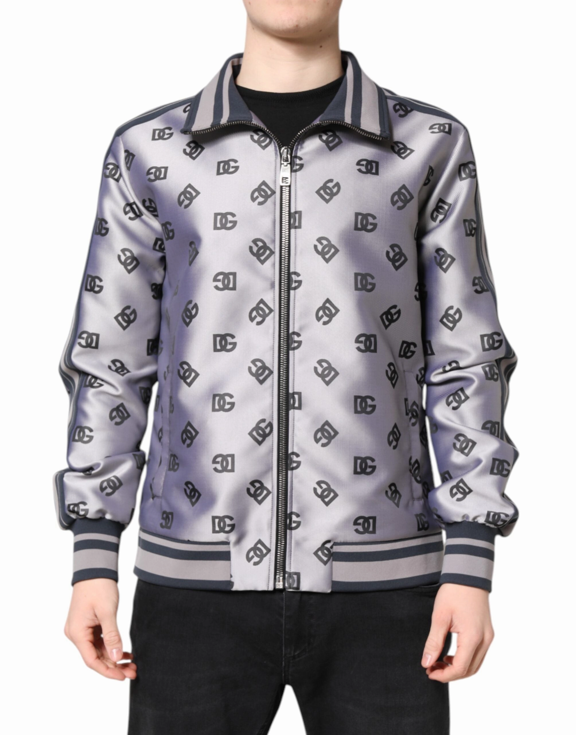 Dolce & Gabbana Logo Monogram Full Zip Bomber Men's Jacket