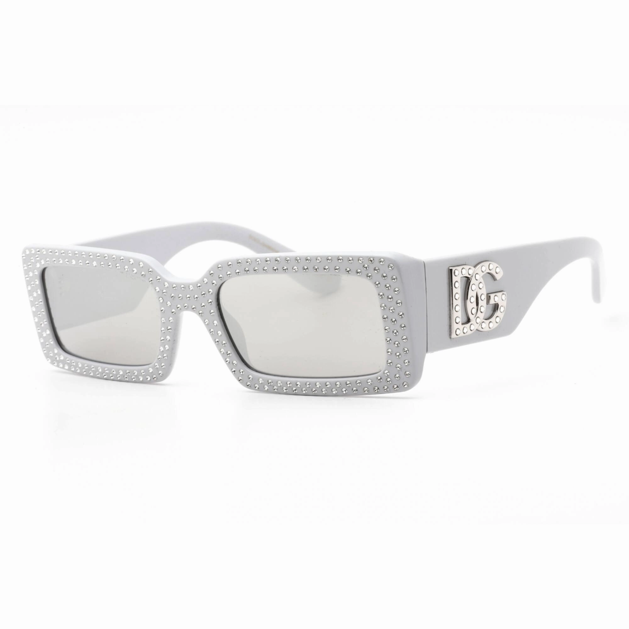 Dolce & Gabbana Women's Sunglasses - Light Grey Rectangular Frame | 0DG4447B 34186G