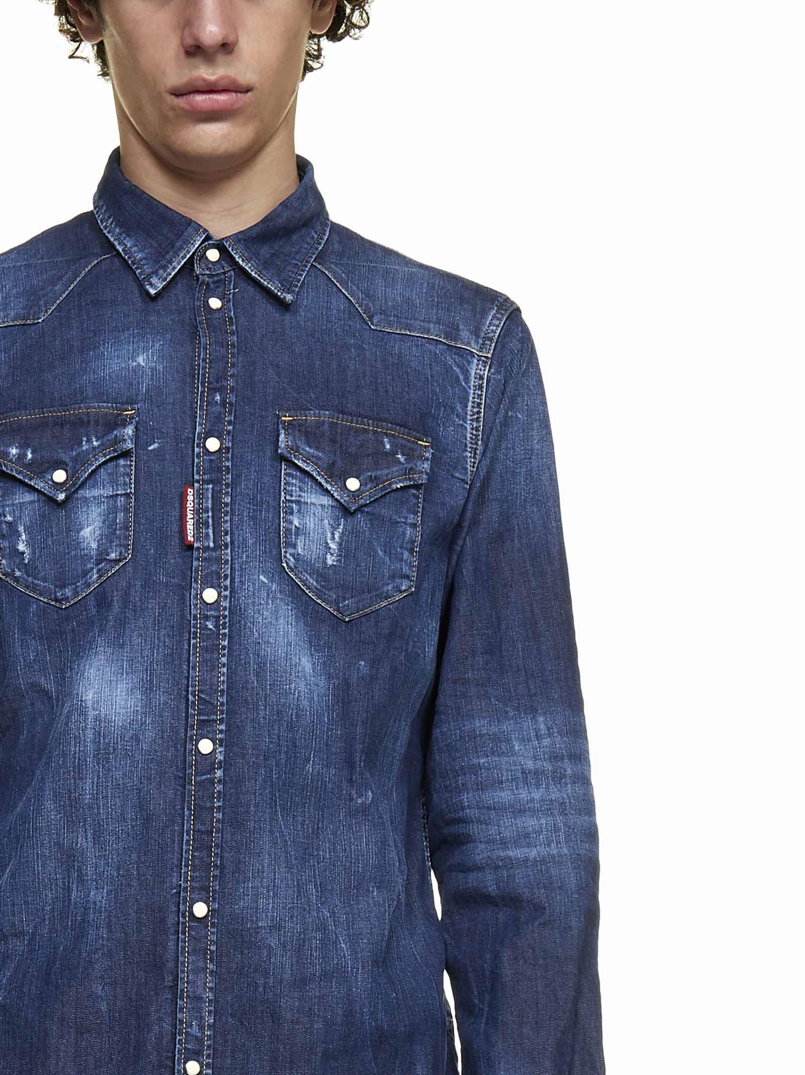 Dsquared2 Distressed Effect Denim Shirt