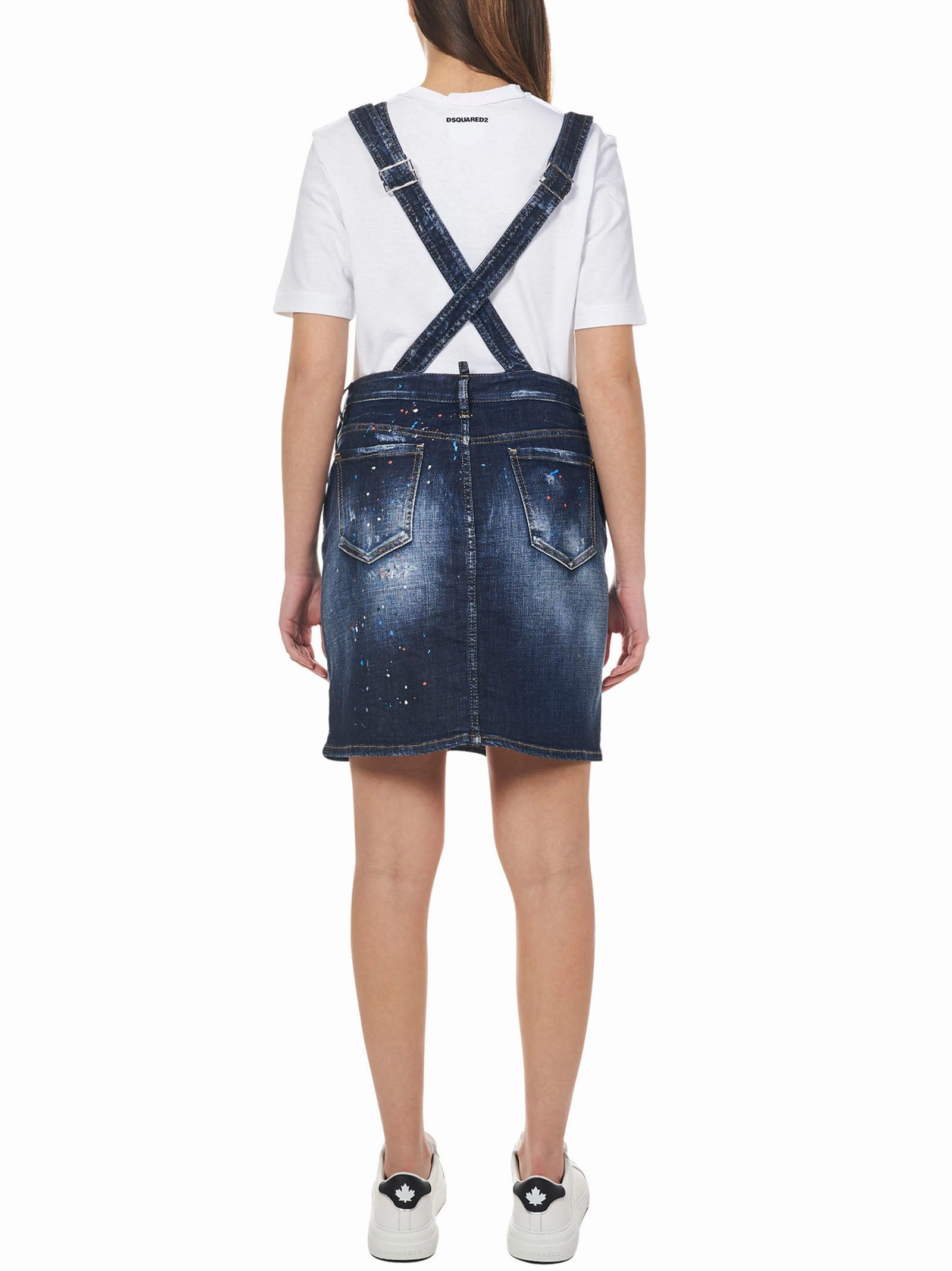 Dsquared2 Logo Patch Denim Dungarees