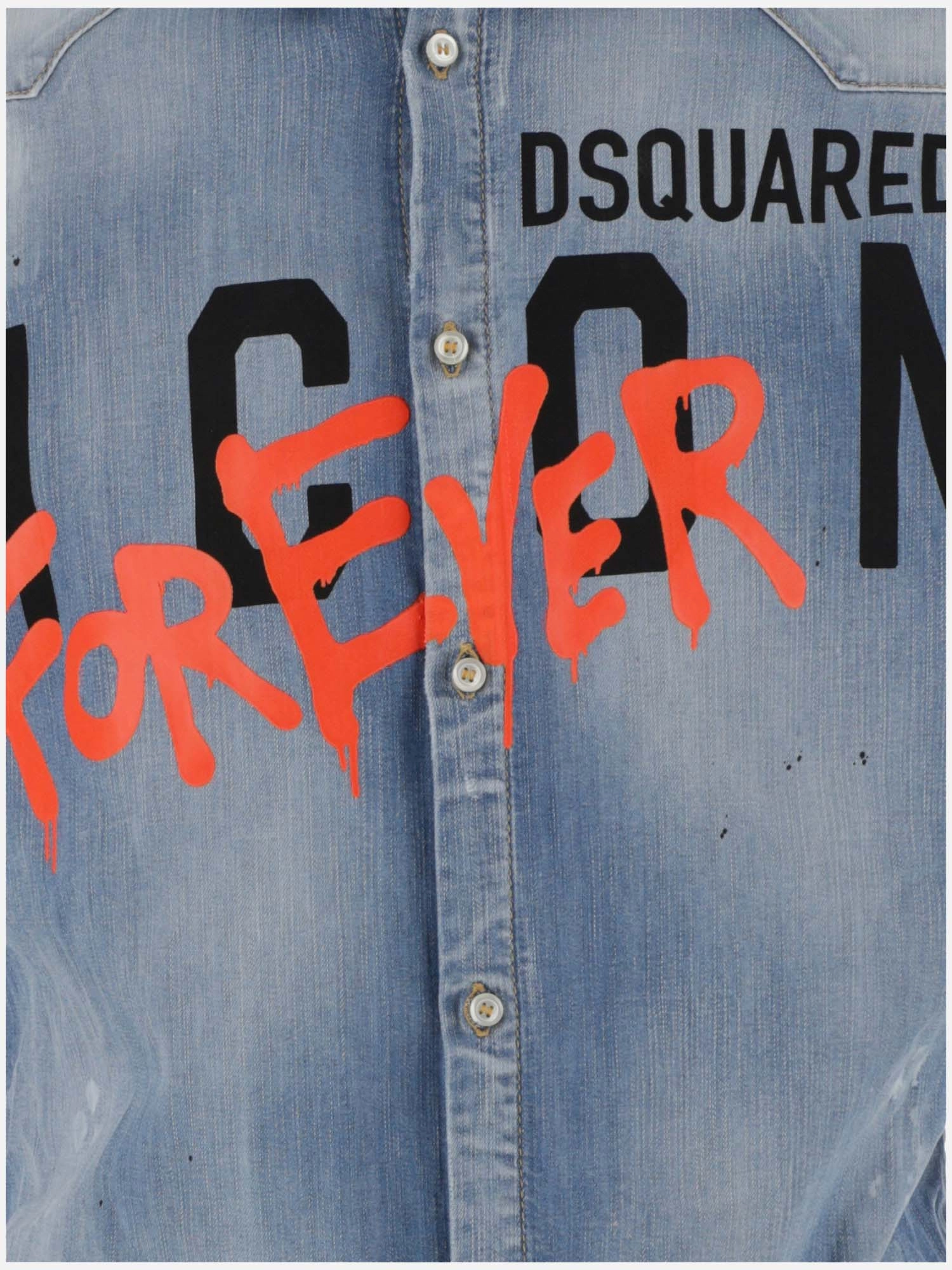 Dsquared2 Logo Print Denim Shirt