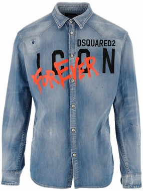 Dsquared2 Logo Print Denim Shirt