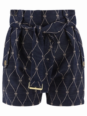 Elisabetta Franchi Logo Motif Denim Shorts