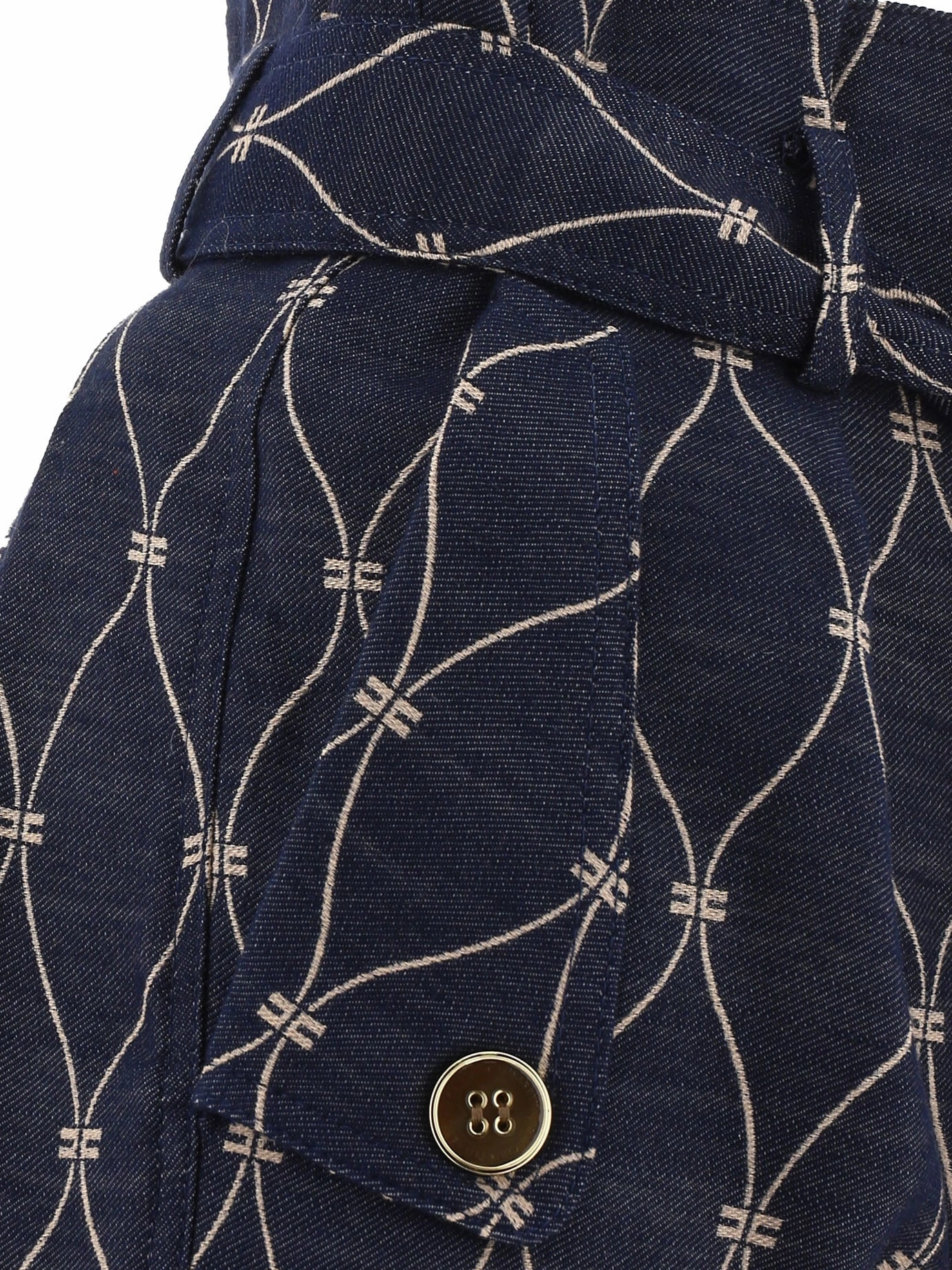 Elisabetta Franchi Logo Motif Denim Shorts