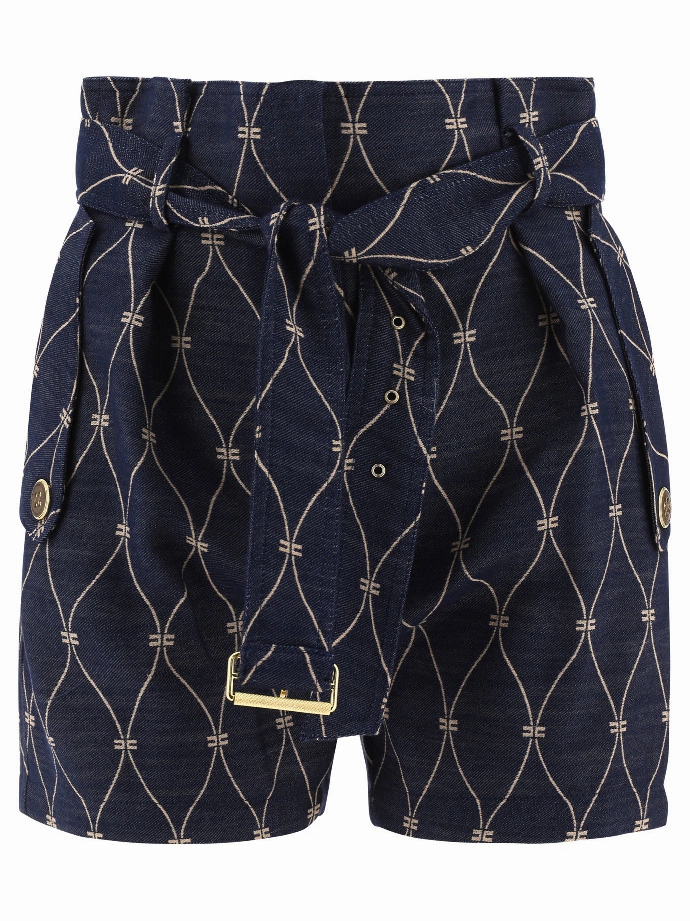 Elisabetta Franchi Logo Motif Denim Shorts