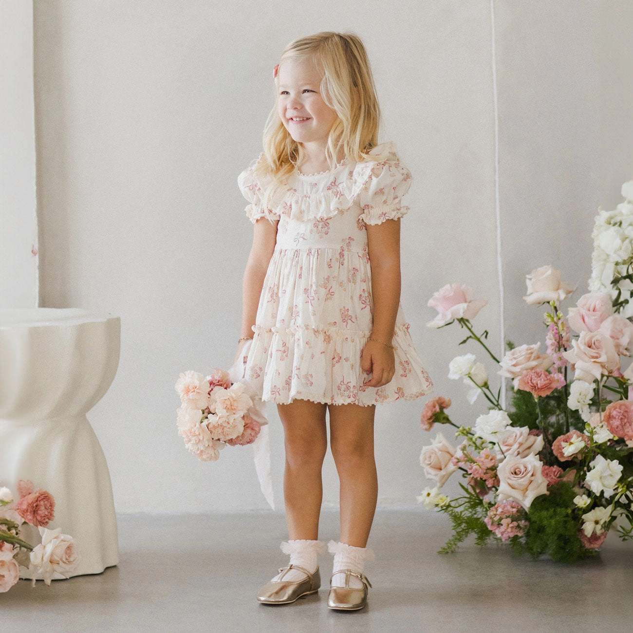 Eva Dress - Bow Ditsy - Natural