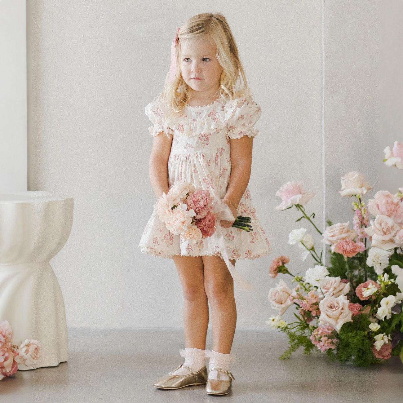Eva Dress - Bow Ditsy - Natural