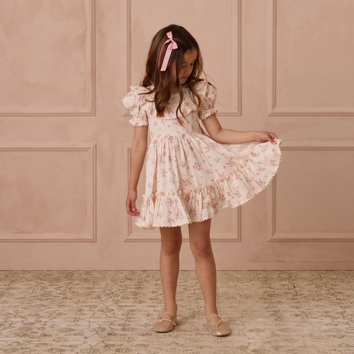 Eva Dress - Bow Ditsy - Natural